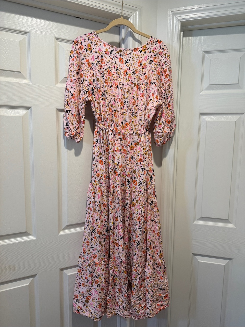 Petal & Pup Kelda Maxi Dress Floral 3/4 Sleeve Drawstring Cinched Waist Autumn L - Picture 7 of 16